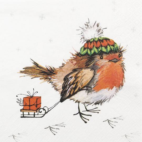 Paper Napkins 33cm, Robin and Sleigh *ETA Nov